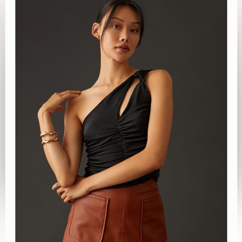 Anthropologie Ruched One-Shoulder Top